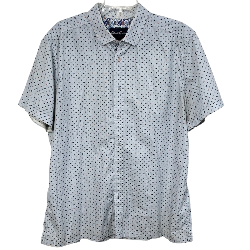 Robert Graham Modern Americana Abstract Circle Short‎ Sleeve Shirt Size 2XL